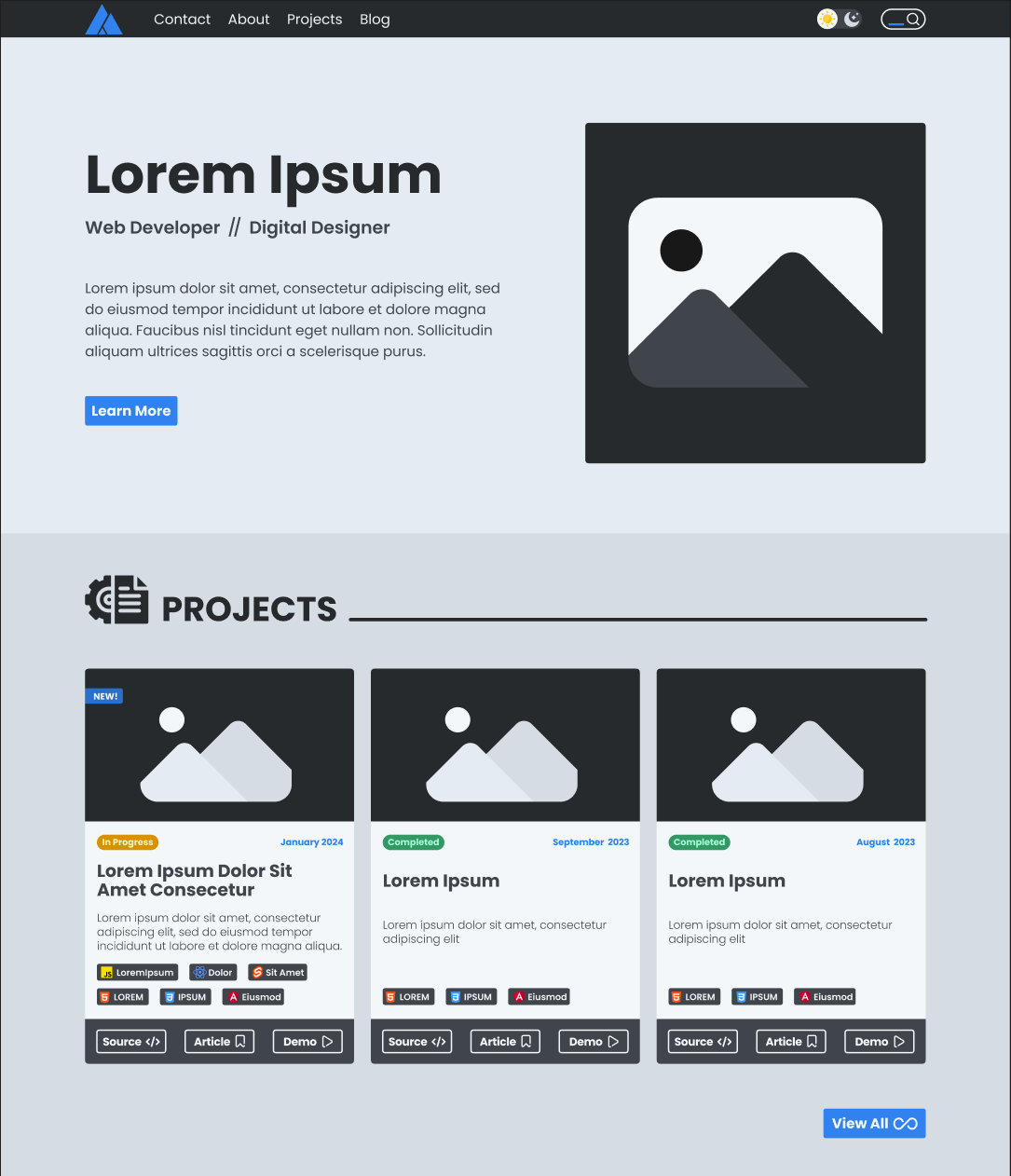 A skeleton design of a website